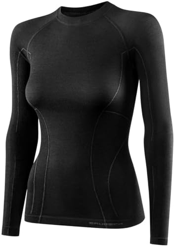 BRUBECK LS12810 Women's Long-Sleeved Functional Shirt | Breathable | Thermal | Sports | Outdoor | Undershirt | Underwear | 41% Merino Wool Burgundy