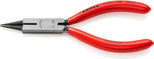 Knipex Pinza a Becchi Tondi con Tronchese (Pinza per Gioiellieri) Bonderizzata Nera, Rivestiti in Resina Sintetica 130 Mm (Confezione Self-Service/Blister) 19 01 130 Sb