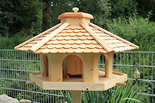 garten-deko-fuchs XXL Premium (V52) Lärchenholz Vogelhaus Vogelhäuser Vogelfutterhaus Vogelhäuschen-aus Holz- Lärche
