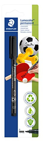 STAEDTLER Stylo pour le sport Lumocolor stylo permanent 314, pour étiqueter des balles, haltères et autres équipements de sport, imperméable, résistant à la lumière, noir, largeur env. 1, 2, 5 mm