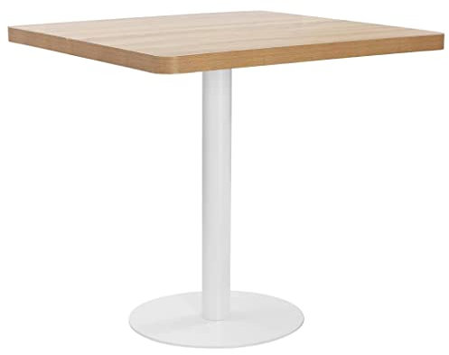 vidaXL Bistrotisch für 2 Personen Bartisch Bartresen Stehtisch Tresentisch Esstisch Tisch Küchentisch Partytisch Hellbraun 80x80cm MDF