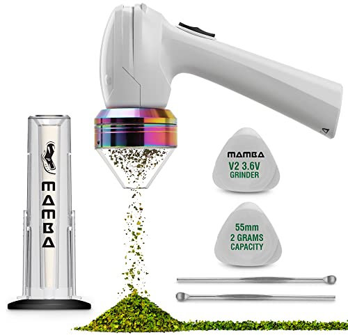 Mamba Grinder Perlmutweiß 2g – Elektrische Kräutermühle, USB-aufladbar, Mahlwerk aus Aluminiumlegierung, inklusive Zubehörset für Gewürze und Kräuter – Vor der Verwendung vollständig aufladen
