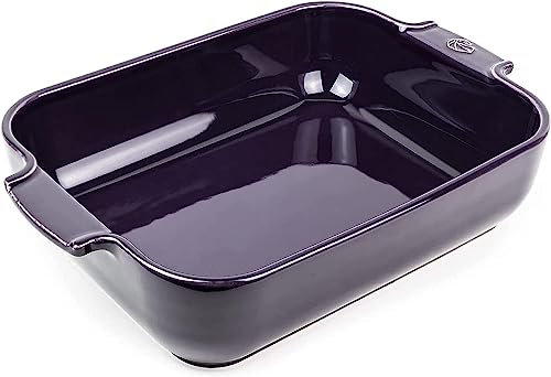 PEUGEOT - Rectangular Ceramic Baking Dish - 32 cm (including handles) x 20 cm x 6.5 cm - Capacity: 2.7 L - 4-5 Servings - 10 Year Guarantee - Made In France - Eggplant Colour