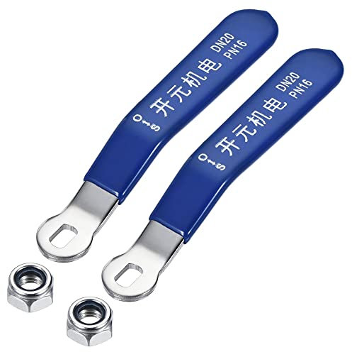 sourcing map Palanca Mango Hierro Cromado Chapado Reemplazo con Plástico Empuñadura Azul para DN20 Bola Válvula 2uds