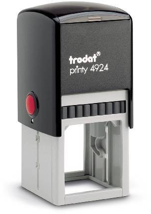 Trodat Printy 4924 – max. 10zeiliger Stempel mit Wunschtext personalisieren, hier gleich online gestalten Gehäusefarbe schwarz – Firmenstempel, Adresstempel, mit Wunschtext - 40x40 mm – 10 Zeilen