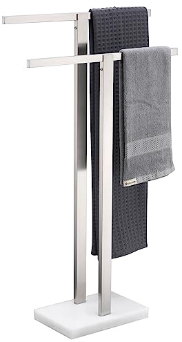 KOKOSIRI Toallero de baño de 2 Niveles con Base de mármol, Barras de Toalla Independientes de Acero Inoxidable, diseño Grueso y Estable, níquel Cepillado THS0001-BR