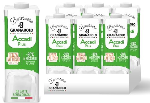 Granarolo Benessere Accadì Plus Scremato UHT, 6 Confezioni da 1L, da Latte 100% Italiano, Facile da Digerire perché Senza Lattosio (<0,01%), a Lunga Conservazione