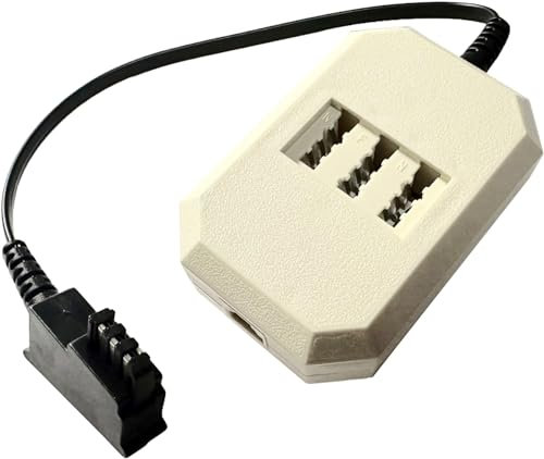 G-TELWARE® (Slim Version Analog-Adapter/Splitter TAE F-Western-Stecker auf TAE Buchse NFF N-NFF und RJ11, 0,2 Meter (F-NFN, 0,2M)