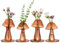 NiHome Handcrafted Mushroom Glass Planter with Wooden Base Set of 4, Cute Indoor Greenery Plant Propagation Stations, Durable High Borosilicate Glass for Flowers, Hydroponics & Home Decor (Brown)