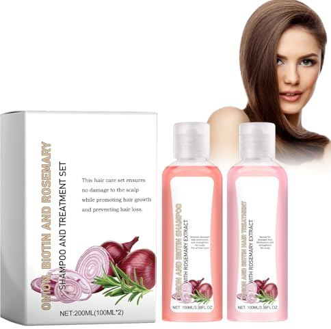 Grgowe 2Pc Conjuntos De Champús Y Tratamientos De Cebolla,Conjuntos De Champús De Romero,Biotina y Romero Champú y Tratamiento,Fortalece y Estimula El Crecimiento Del Cabello(Champús+Acondicionador)