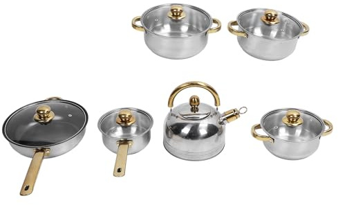 6 Pezzi Set di Pentole e Padelle in Acciaio Inox, Pentole e Padelle da Soddisfa Diverse Esigenze per la Casa (#2)
