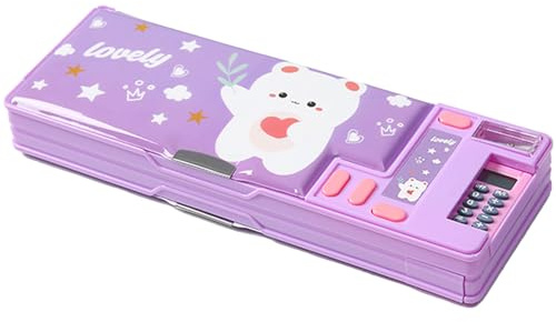LilyBeauty Multifunctional Pencil Case Set for Girls and Boys, School Supplies Stationery with Calculator (Purple)