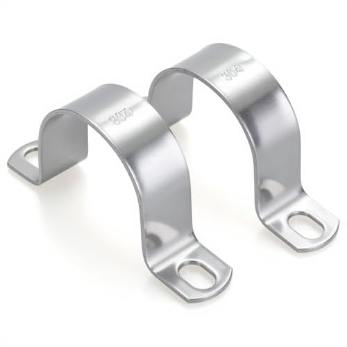 6 PCS 2-3/8 Inch, 304 Stainless Steel Thickened Pipe Clamps, Heavy-Duty Two Hole U-Bracket Conduit Clips for HVAC, Electrical, Plumbing, Secures Rigid Pipe/Tube on Wood/Metal/Concrete (60mm)