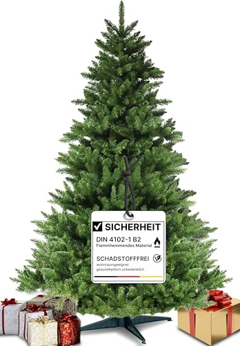 Weihnachtsbaum 1 Stück GRÜN – edler künstlicher Weihnachtsbaum 160 cm aus PVC für Wohnzimmer, Festliche Dekoration & nachhaltige Weihnachtsfeier, Tannenbaum künstlich mit stabilem Ständer