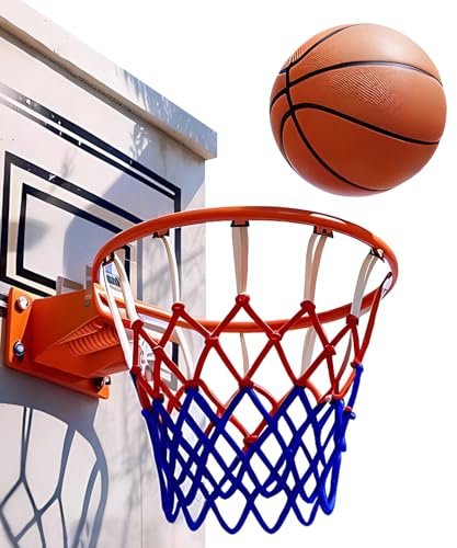 Kraftig vuxen standardstorlek 45 cm basketring, mål väggmonterad basketkant, dubbel vår basketkorg med kant och komplett installationssats (orange)