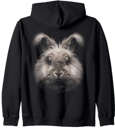 Angora Lapin Anglais Visage Forêt Faune Nature Lapin Sweat à Capuche