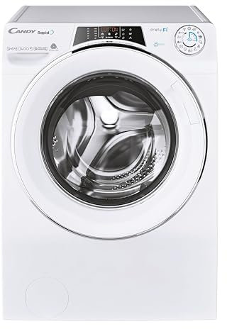 Candy RapidÓ ROW 4966DWMCE/1-S - Lavasciuga 9+6 kg, WiFi e Bluetooth, motore inverter, Snap e Wash, Vapore, 7 programmi rapidi, 1400 rpm, bianco [Classe di efficienza energetica A]