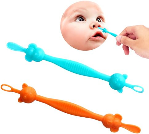 Qunlions Life Safe Baby Nasal Booger and Ear Cleaner - Dual-Ended, Cute Animal Style, BPA, PVC, Red, Baby