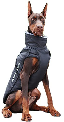 Vivi Bear Hundemantel, Mantel für große Hunde, wind- und wasserabweisend, Halsschutz aus Fleece, Sportbekleidung für mittelgroße bis große Hunde.