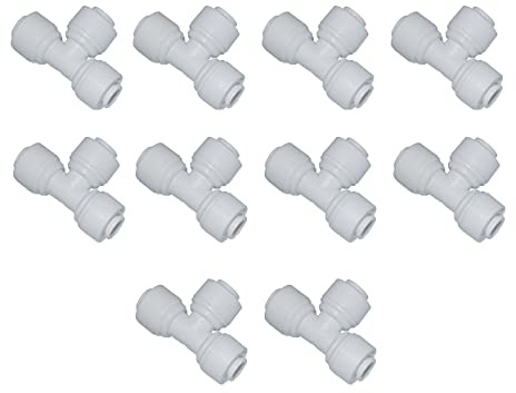 MALIDA ST003A - Conector en T de unión de 1/4 a 1/4 pulgadas a 1/4 pulgadas para tubería/manguera/tubería, accesorio de plástico de conexión rápida para sistema de ósmosis inversa, paquete de 10