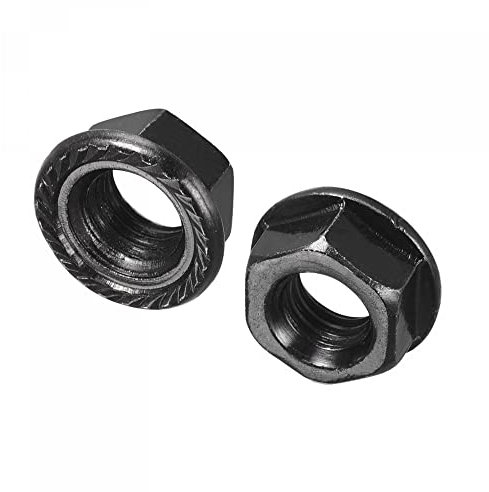 sourcing map M8 Serrated Flange Hex Lock Nuts, Carbon Steel Black Oxide Finished 20pcs