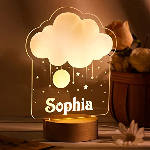 VEELU LED Lampe Nachtlicht Kinder Personalisierte Geschenke Baby mit Name Arcyl Nachtlampe Raumdekoration Geschenk für Mädchen Junge Kinder Geburtstagsgeschenk