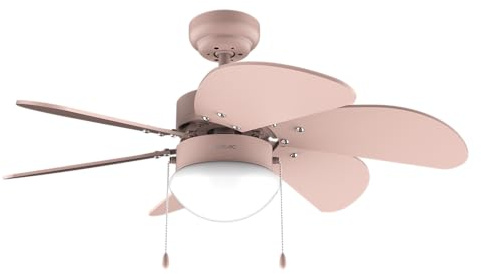 Cecotec Takfläktar EnergySilence Aero 3600 Vision Full Pink - Med Ljus. 50 W, Diameter 92 Cm, 3 Hastigheter, 6 Vändbara Blad, Vinter-Sommar, Lättanvänd, Kedjebrytare