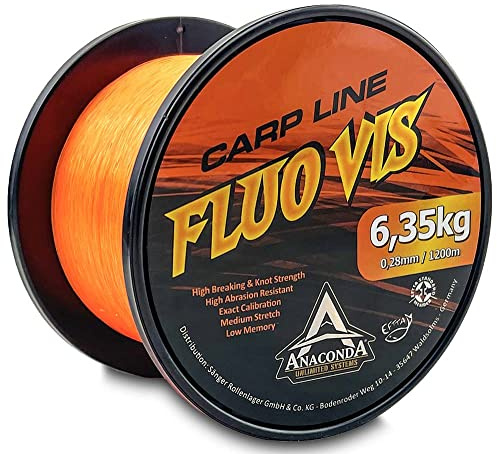 Saenger Unisex – Erwachsene Anaconda Fluovis Orange Carp Line 1.200m/0,36mm