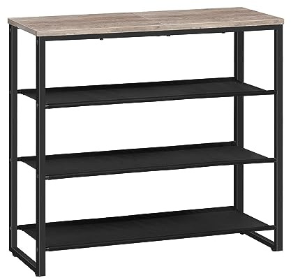 HOOBRO Scarpiera a 4 Ripiani, Scaffale Portascarpe, Organizzatore per 12-16 Paia di Scarpe con 3 Ripiani in Tessuto Oxford e Piano, per Ingresso e Armadio, Stile Industriale, Grigio Talpa EBG47XJ01G1