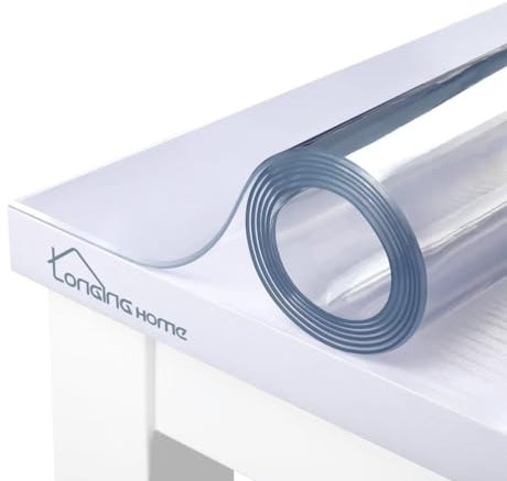 Longing Home PVC Lámina Transparente 2mm, Borde Biselado, Mantel Transparente Protección Mesa, Tamaño Seleccionable(Ancho 100 cm x Largo 100 cm)