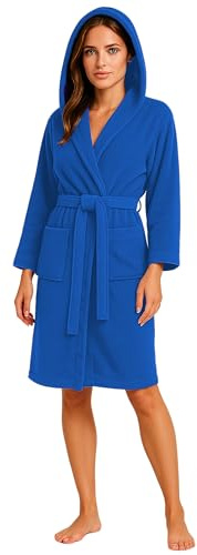 kraftd Unisex Robes 100% Cotton Terry Towelling Hooded Bathrobe Dressing Gowns Spa Hotel Bath Robe with Pockets & Belt for Men & Women