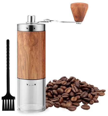 Iwpsttrk Manuell kaffekvarn, rostfritt stål, bärbar handkaffekvarn, espressoburr kaffekvarn för hemmabruk, camping och resor