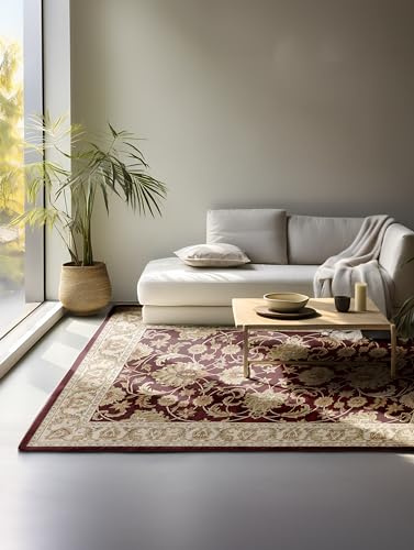 Nouristan Orientalischer Teppich – Läufer Orientalisch Klassisch Orient Wohnzimmerteppich dicht gewebt mit Bordüre Flachgewebe für Wohnzimmer, Schlafzimmer, Esszimmer, Flur – Rot, 80x120cm
