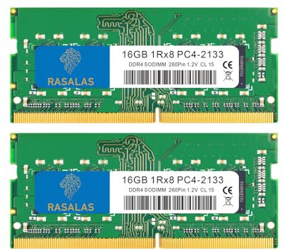 RASALAS Kit de 32 GB (2 x 16 GB) DDR4 2133 MHz PC4-17000 Non-ECC sin búfer 1,2 V CL15 1Rx8 PC4-2133P Sing 1 x 16 GB Laptop RAM actualización 16 GB