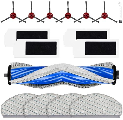 16 Stück Zubehör für Ecovacs Deebot N20 Pro Plus / N20 Plus / N20 Saugroboter, 1 Hauptbürste 4 Wischtücher 4 Filter 6 Seitenbürsten 1 Reinigungsbürste