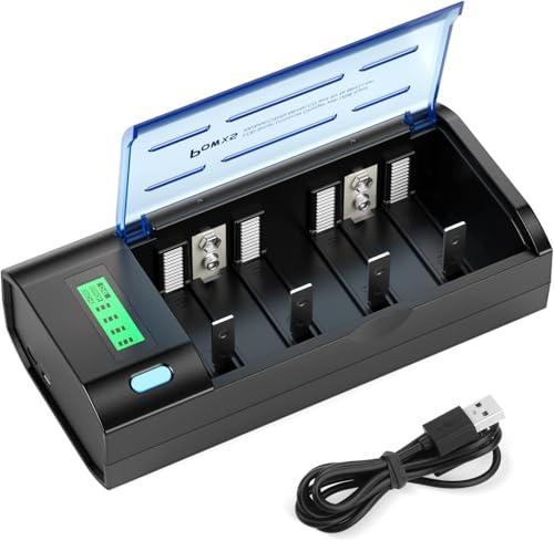 Chargeur de batterie AA AAA 9 V – Chargeur universel pour batterie rechargeable AA AAA C D 9 V NiMH NiCD, fonction de décharge et écran LCD, charge rapide (micro USB ou type C)