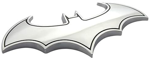Stainless Steel Bat Batman Car Emblem Decal Badge Fan Batwing Batarang Symbol 3D Auto Badge (Silver)