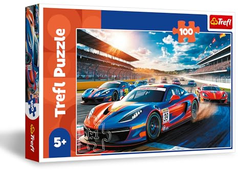 Trefl - Bolide da Corsa - Puzzle 100 Pezzi - Puzzle con Veicoli, Intrattenimento Creativo, Divertimento per Bambini dai 5 anni