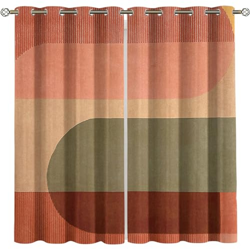 SVTUSR Tende Termiche Isolanti Per Interni, 3D Strisce Marroni Americane Tenda Oscurante Con Occhielli, Tende Casa Moderne Soggiorno Camera Da Letto 280X260Cm 2 Pannelli