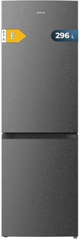 Cecotec Frigorífico Combi 2 Puertas Bolero CoolMarket Combi 296 DF Dark E. 296L, 60cm de ancho, Funciones FastCooling, FastFreezing y DeFrost, LED interior, Dark Inox