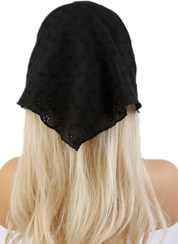 TELAIN Huvudduk hårband för kvinnor, svart bandana med spetsmönster, retro blommig huvudbonad, elegant sommartillbehör för kvinnor och flickor