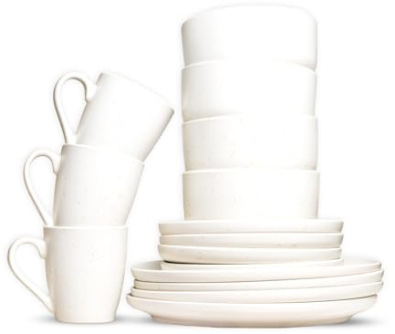 ROYALFORD 16 Piece Stoneware Dinnerware Set | Microwave, Dishwasher & Freezer Safe Durable Crockery Set | Includes Dinner & Dessert Plates Cereal Bowl & Mugs | Kitchen Dinner Set for 4 People White