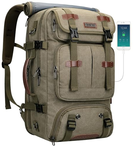 WITZMAN Travel Backpack for Men Women Large Carry-on Airline Approved Convertible 3 in 1 laptop Bags Fit 16 inch (A8013 Army Green)