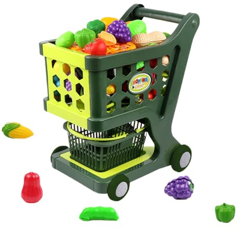 Carrito de Compras para niños - Toy de supermercado, Juego de Roles Push Trolley | Juego de Juguetes para carritos de supermercado para niños pequeños, sólida Cesta de Compras de , Colorido ca