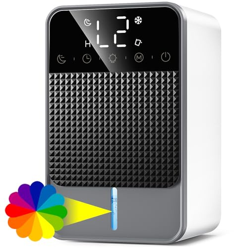 Dehumidifiers for Home, 1.8L Portable Dehumidifier for Bedroom Sleep Mode Auto Off|7 Colours Light|2-12H Timer, Quiet Dehumidifiers for Bathroom Small Dehumidifier for Drying Clothes(600ML/24H)