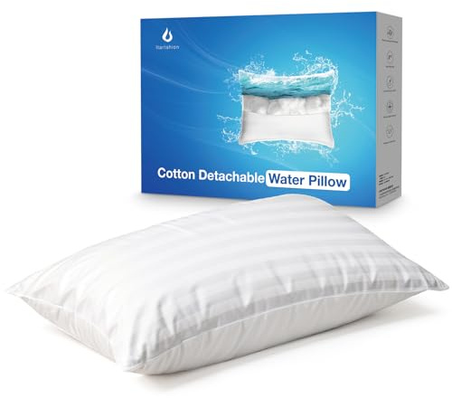 Itartshion® The Innovator of Water Pillow,100% Cotton, 500 Thread Count, Adjustable, Ultra-Soft, Machine Washable, Pillow for Neck Pain Relief, Ideal for All Sleep Positions (Middle Stripe)