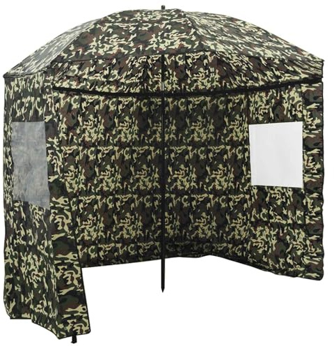 Tomostar Parapluie de Pêche, Parasol Abri de Pêche Anti-UV Tente de Pêcheur Camouflage 220 x 193 cm Polyester Oxford