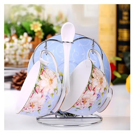 Mug Cups English Bone China Coffee Cup Set Afternoon Tea Tea Set 2 Pcs Cups Saucers Spoons Free Steel Stand Coffee Mug