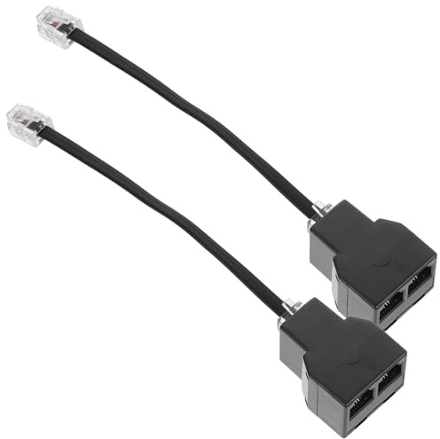 jojofuny Répartiteur Téléphonique Adaptateur Rj11 6P4C Convertisseur 4 Conducteurs 2 Pièces Couleur Noire pour Téléphone Fixe et Usage Portable