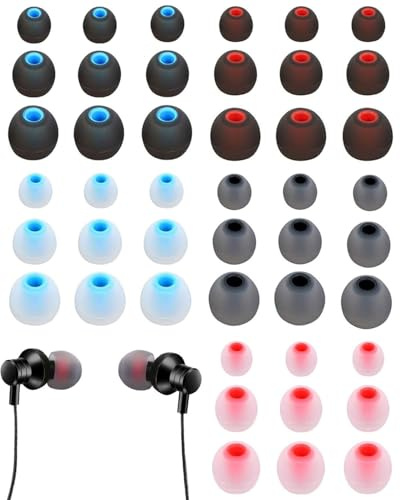 ZAMXHUG 45Pcs almohadillas de silicona de repuesto, almohadillas auriculares,gomas auriculares silicona,almohadillas suaves para orejas en tamaños S/M/L, se adaptan a la mayoría de los auriculares